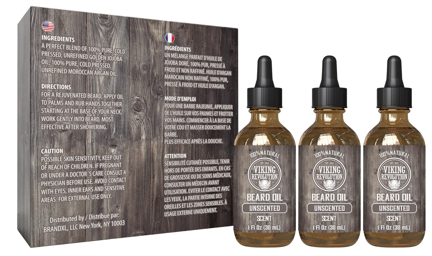 Viking Revolution Beard Oil for Men - Unscented - Natural Mens Beard Oil with Argan Oil and Jojoba Oil - Beard Softener, Strengthens and Moisturizes Beauty & Personal Care Viking Revolution