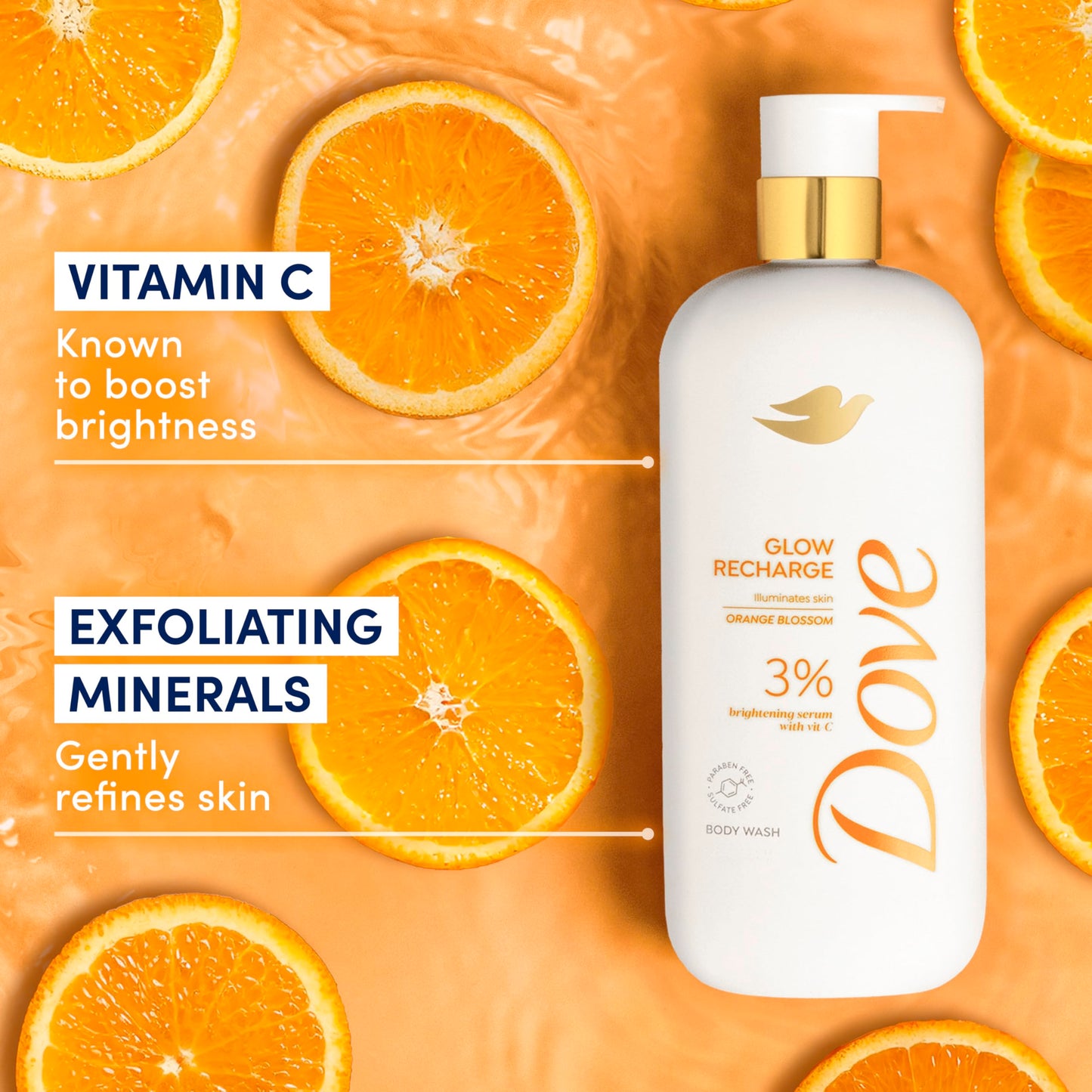 Dove Serum Body Wash Glow Recharge illuminates & Exfoliates skin with brightening Vitamin C Serum 18.5 Fl Oz (Pack of 4) Beauty and Personal Care Dove
