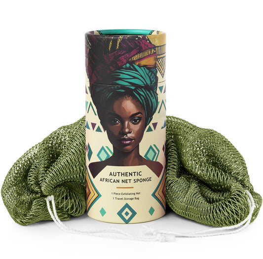 African Net Sponge Authentic - Afro Scrub Exfoliating Net Sponge with Knots - African Bath Sponges for Body Scrubber Exfoliator - Back Scrubber Beauty and Personal Care MINISENTIALS