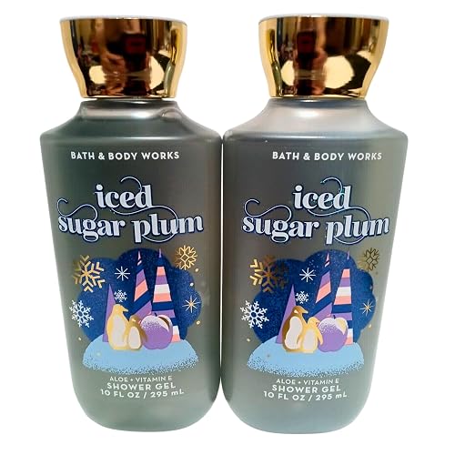 Bath & Body Works Shea + Vitamin E Shower Gel, Set of 2, 10oz Each (Iced Sugar Plum) Beauty & Personal Care Bath & Body Works