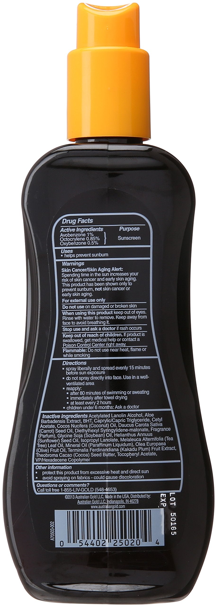 Australian Gold Spray Oil Sunscreen SPF 4 , 8 Ounce | Carrot Oil Formula | Broad Spectrum | Water Resistant Beauty & Personal Care Australian Gold