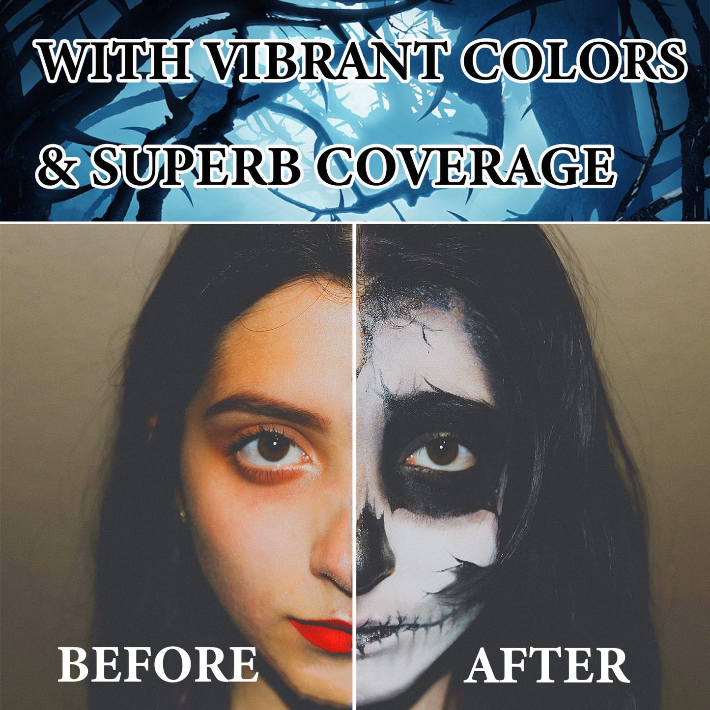 WENJLYJ 2 PCS Black White Cream Face & Body Paint Set, Halloween SFX Makeup Kit, Professional Face Painting Kit for Zombie Skeleton Cosplay Clown Beauty & Personal Care WENJLYJ