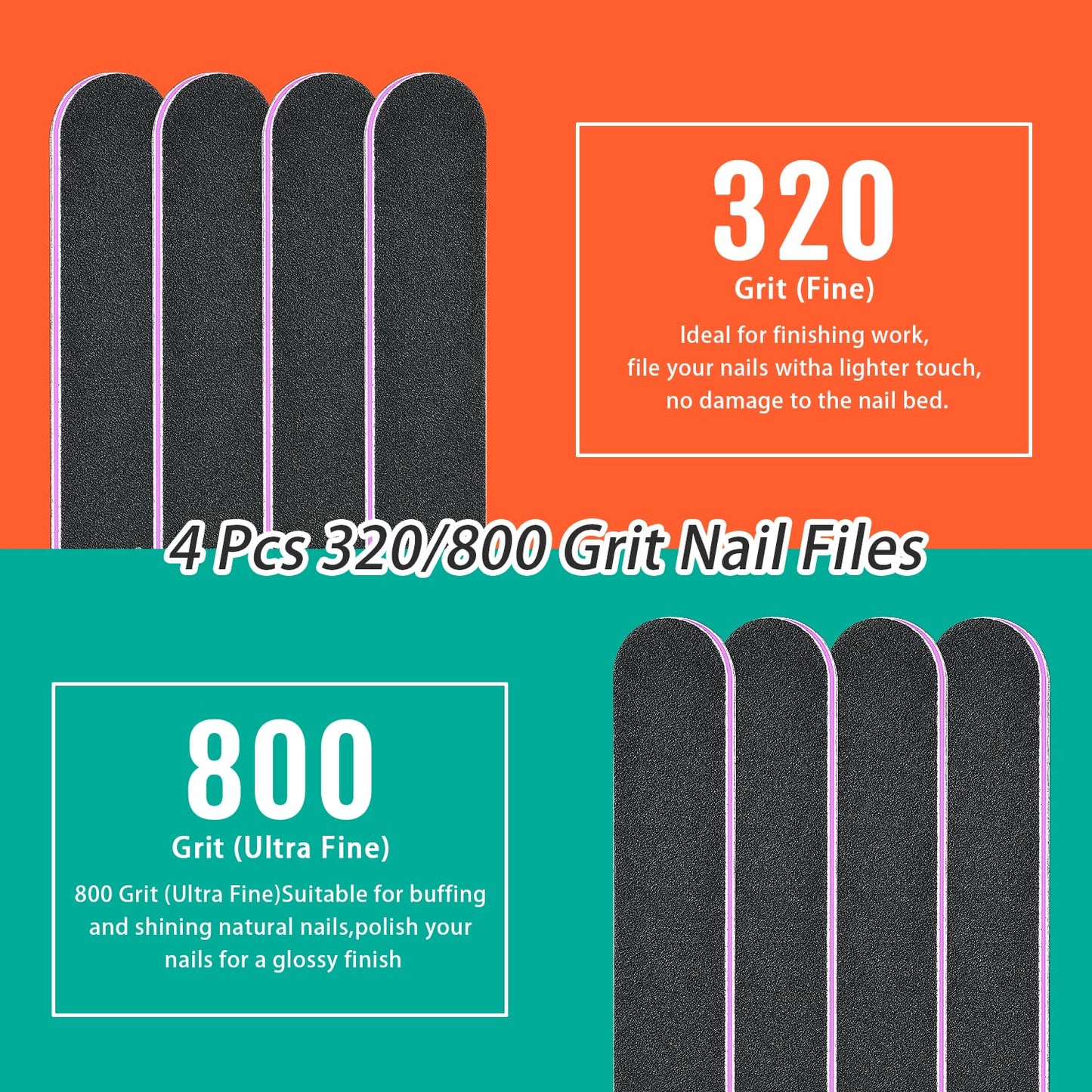 TsMADDTs Nails File 20 PCS Double Sided Emery Board for Natural Acrylic Nails 100 120 180 240 320 800 Grits, Professional Manicure Pedicure Tools Beauty & Personal Care TsMADDTs