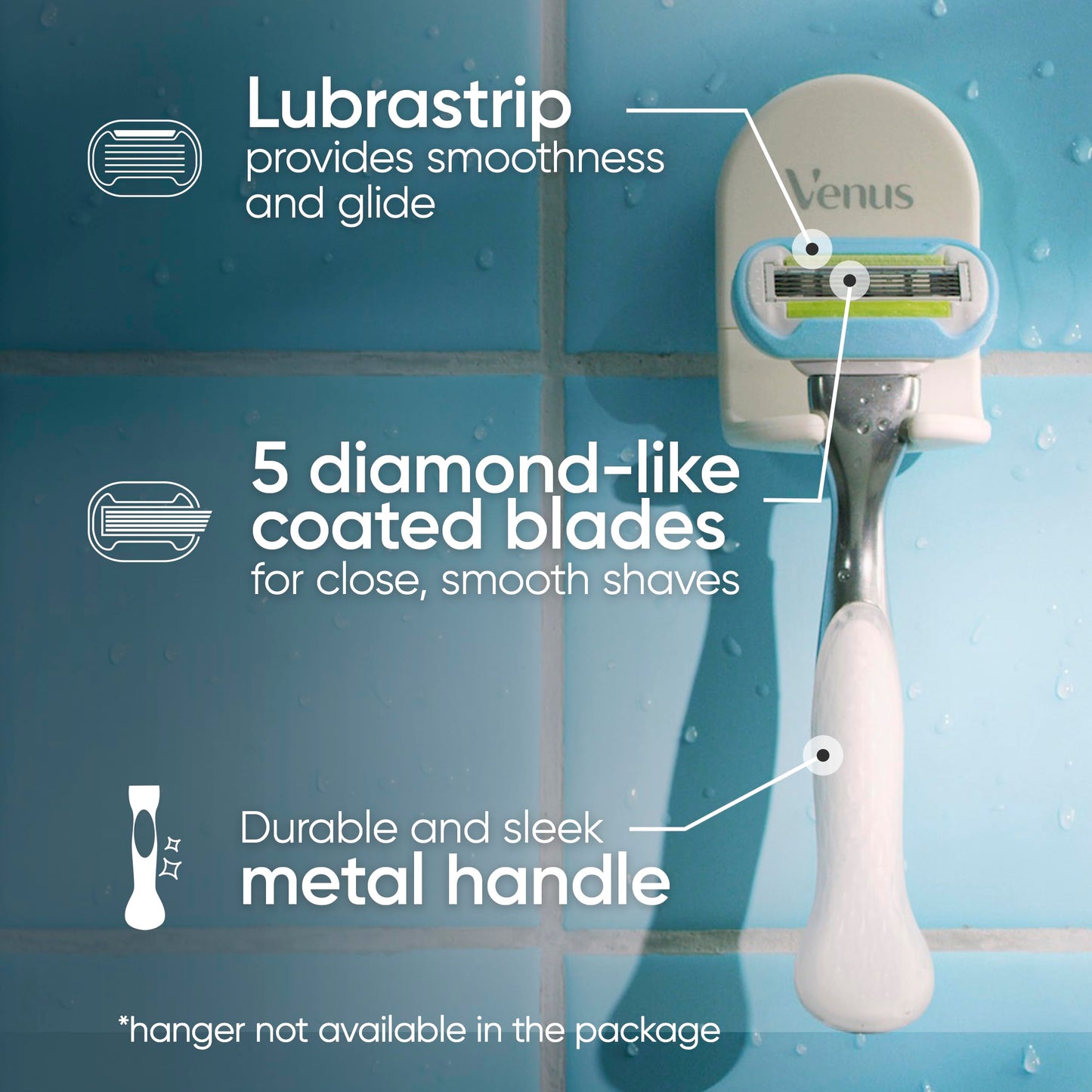Gillette Venus Razor for Women, Extra Smooth, Includes 1 Reusable Razor Handle + 4 count 5-Bladed Razor Refills, Women's Razor with Durable Metal Beauty and Personal Care Gillette Venus