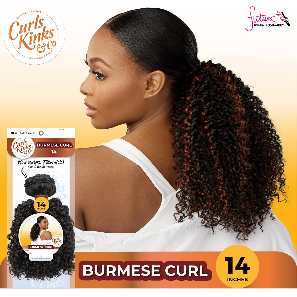 Sensationnel CKCO Synthetic Bundle-Burmese Curl,1 pack 14 inch, 1 JETBLACK