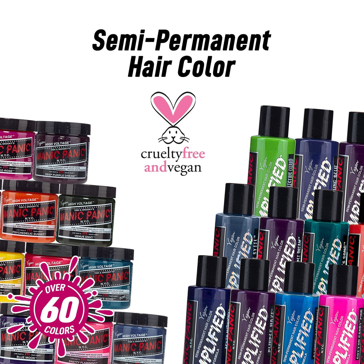 MANIC PANIC Rockabilly Blue Hair Dye - Amplified - Semi Permanent Strongest True Neutral Blue Hair Color For Dark or Light Hair - Vegan, PPD Beauty & Personal Care MANIC PANIC