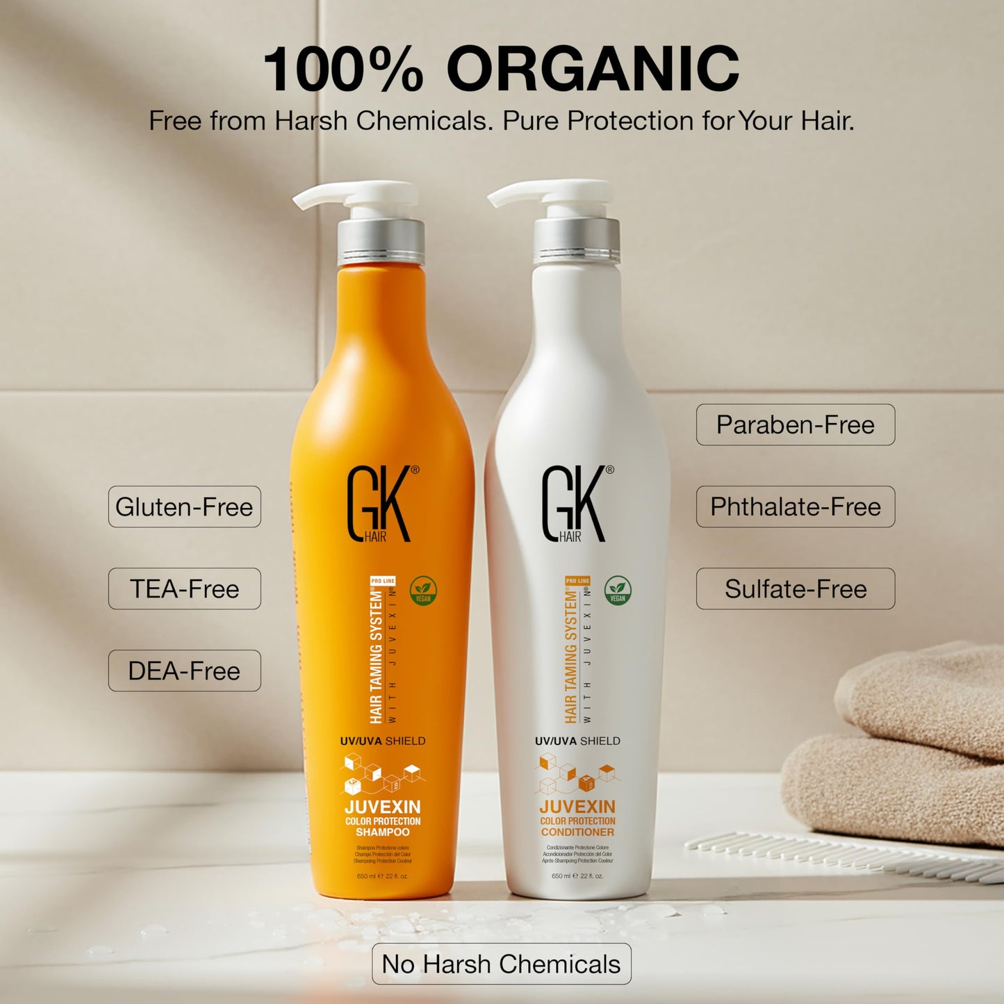 GK HAIR Color Protection Shield Shampoo and Conditioner - Blocks UV/UVA Rays - Color Treated Hair from Fading - Deep Hydration, Frizz Control Beauty & Personal Care GK HAIR