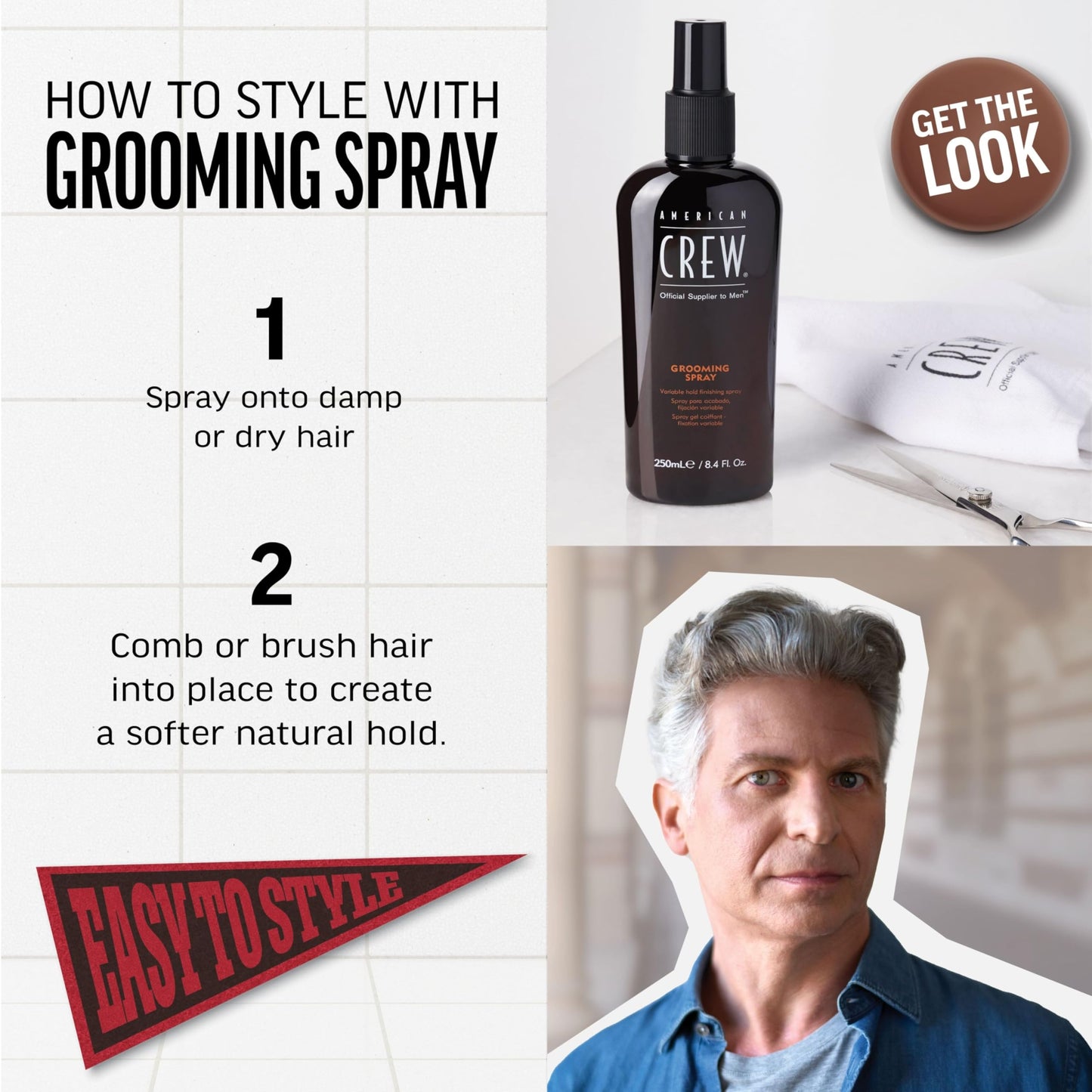 American Crew Men's Hair Spray, Variable Hold Grooming Styling Product Gift for Him, 8.4 fl oz Beauty & Personal Care AMERICAN CREW
