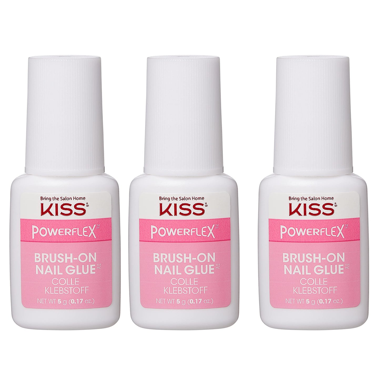 KISS PowerFlex Ultra-Hold Super Strength Instant Bond Flex Formula Brush-On Nail Glue, Application of Artificial Nails & Natural Nail Repair - 3-Pack Beauty & Personal Care KISS
