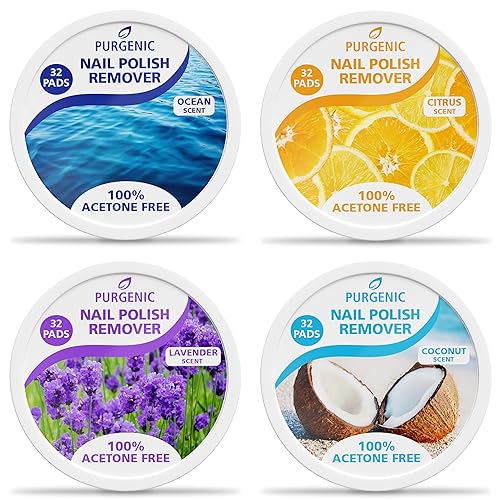 Purgenic Nail Polish Remover Pads - (128 Count) - On the Go & Travel - Lint Free Nail Polish Wipes - Pre-soaked Pads Made All Natural Ingredients Beauty & Personal Care Purgenic