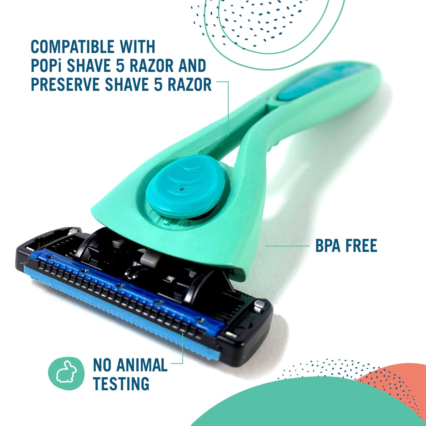 Preserve Shave 5 Razor Blades Refills - 5 Blade Razors for Men & Women - Ceramic Coated Shavers for Comfort with Aloe-Cocoa Butter Strip - Reusable Beauty & Personal Care Preserve