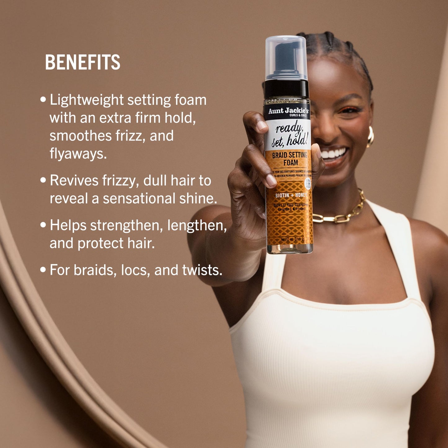 Aunt Jackie's Curls & Coils Braid + Twist Collection Ready, Set, Hold Braid Setting Foam with Extra Firm Hold, 8.5 fl oz Beauty & Personal Care Aunt Jackie's
