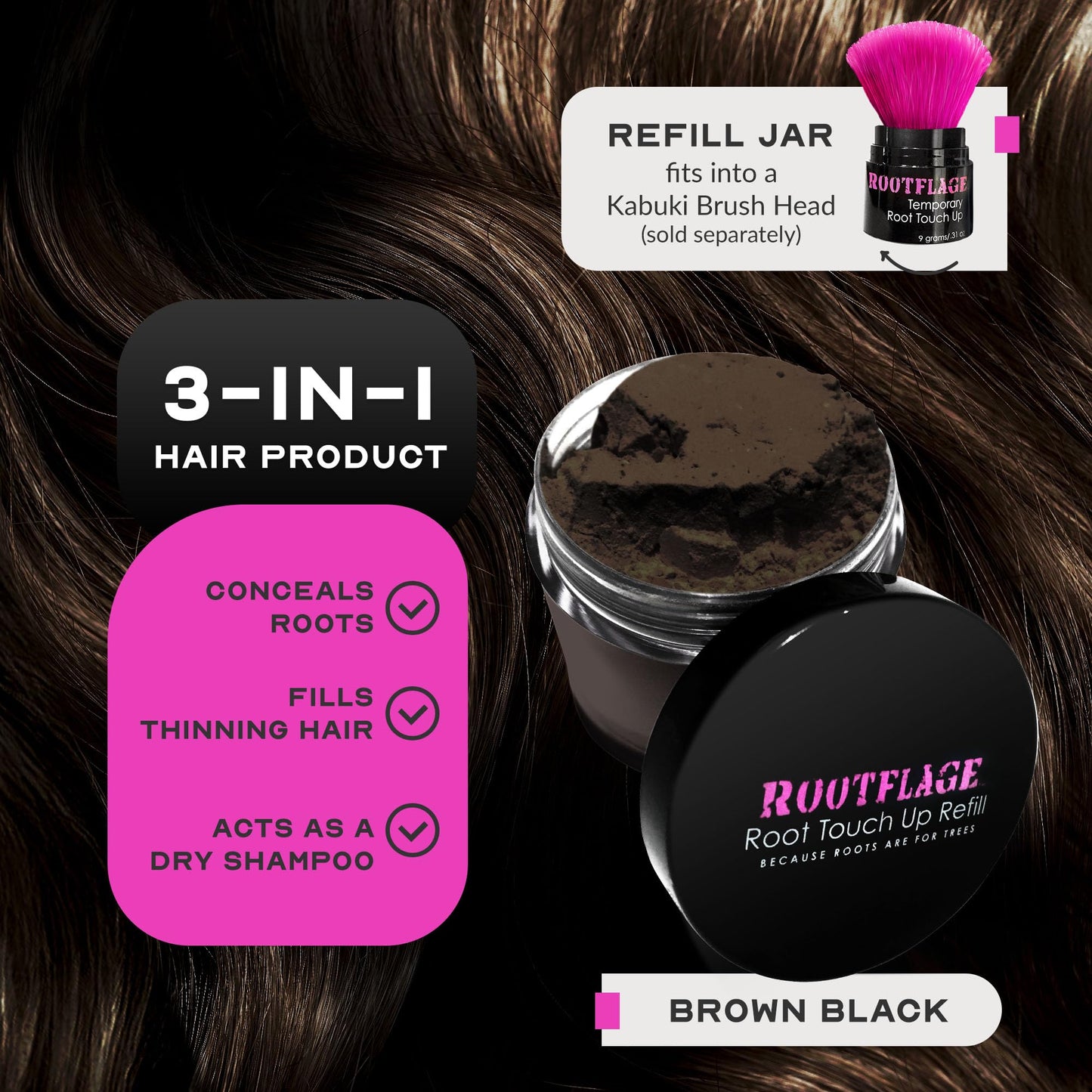 Rootflage Temporary Root Touch Up Refill (08 Brown/Black) Beauty & Personal Care Rootflage