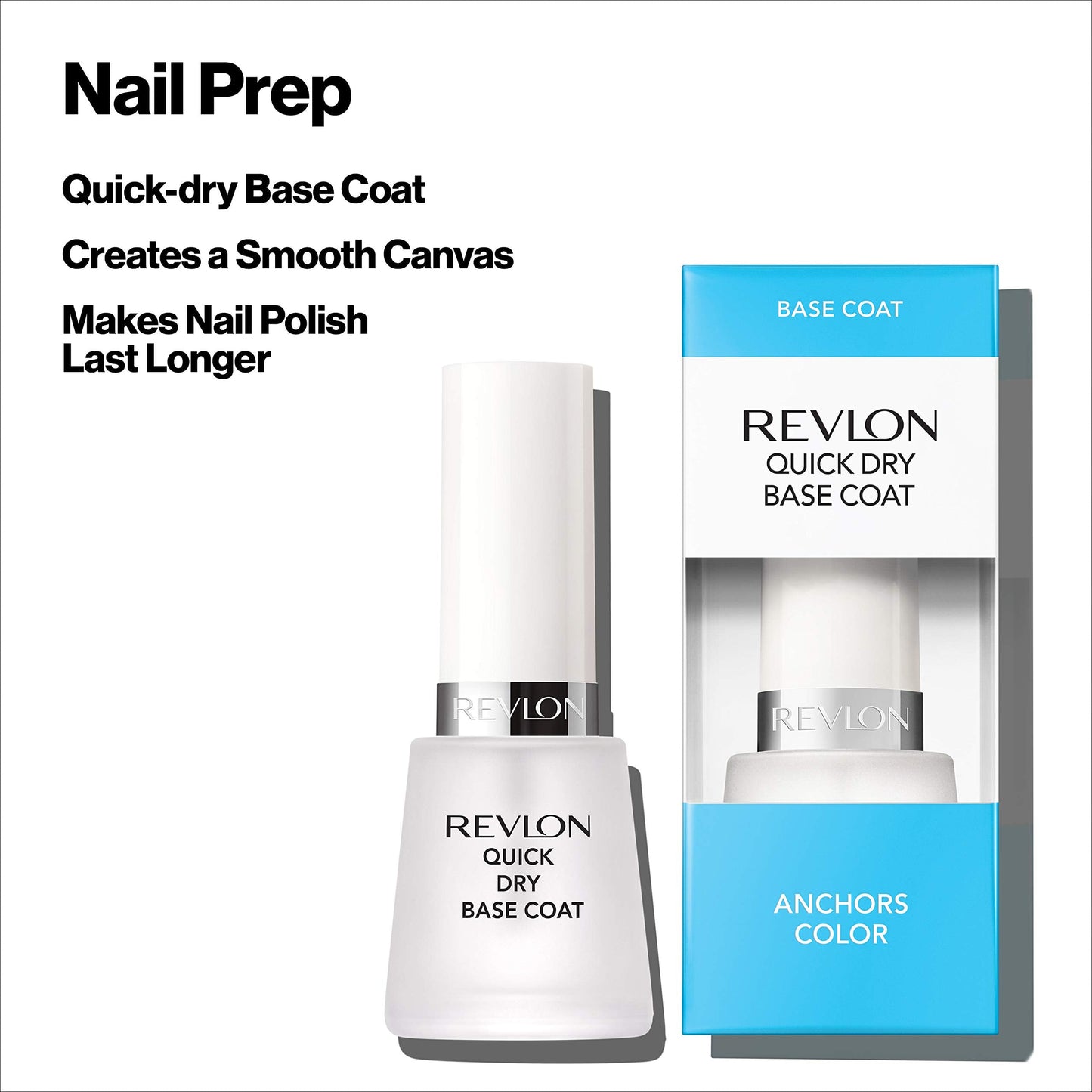 Revlon Base Coat Nail Polish, Quick Dry Nail Polish, Chip Resistant & Longwear Formula, High Shine Finish, Quick Dry Base Coat, Clear, 0.5 Fl Oz Beauty & Personal Care REVLON