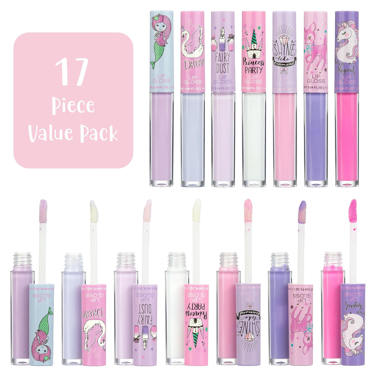 EXPRESSIONS 14pc Lip Gloss for Girls - Glossy Lip Gloss Tubes | Non Toxic Lip Gloss Set - Unicorn Princess Birthday Party Favors Kids Makeup Beauty & Personal Care EXPRESSIONS