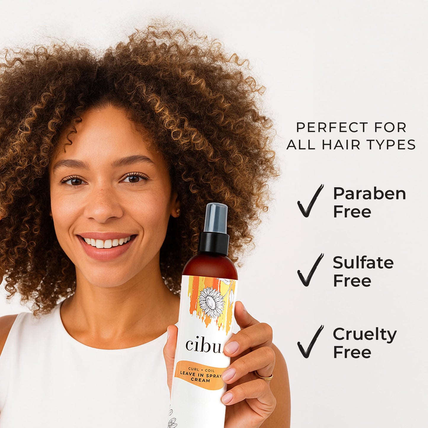 CIBU Curl + Coil Leave In Spray Cream, 8oz - Hair Detangler Spray for Women to Revitalize & Activate Curls and Coils - with Aloe to Replenish Beauty & Personal Care CIBU