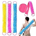 3 PACK Double-Sided Lace Cloth Back Loofah Scrubber Bath Scrub Shower Sponge Long Exfoliating Back Scrubber Scratcher Strap With Handle, Cream Skin Beauty & Personal Care Angla