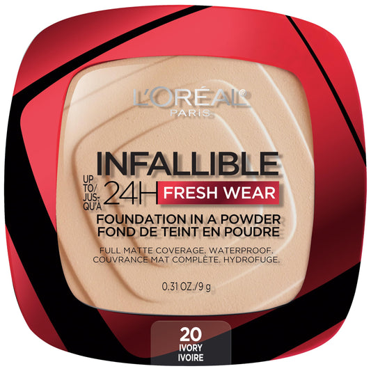 L'Oreal Paris Infallible Fresh Wear Foundation in a Powder, Up to 24H Wear, Ivory, 0.31 oz. Beauty & Personal Care L'Oreal Paris