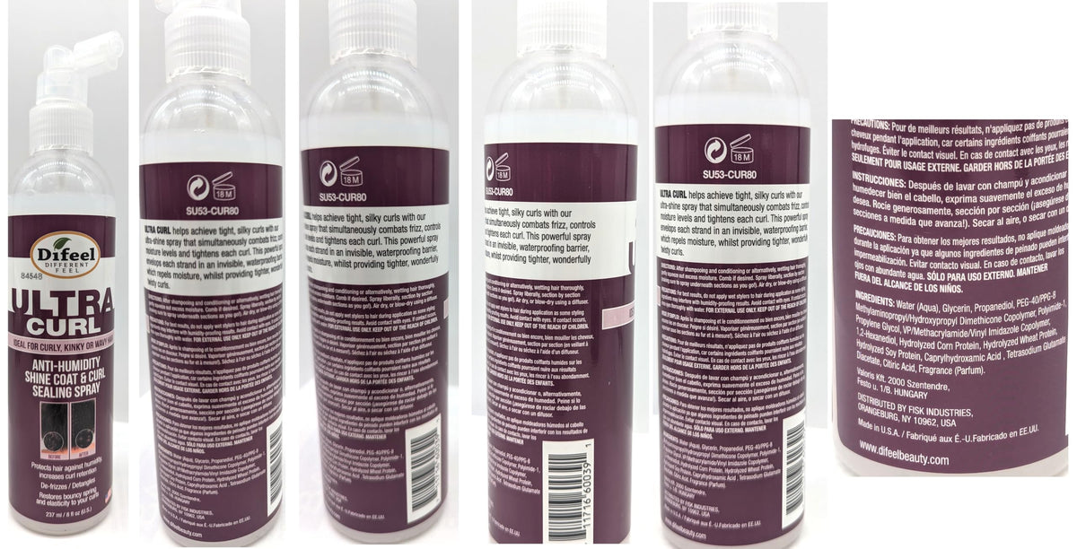 Difeel Ultra Curl Sealing Spray, 8 oz - Hair Treatment for Curly Hair, Anti-Frizz and Humidity-Proof Beauty & Personal Care Difeel