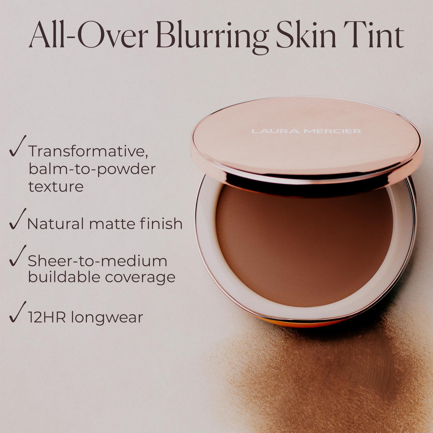 Laura Mercier Tinted Blur Balm, Balm-to-Powder Blurring Skin Tint, Natural Matte Soft-Focus Finish, Buildable Coverage, Peptide-Infused, Shade 04 Beauty & Personal Care Laura Mercier