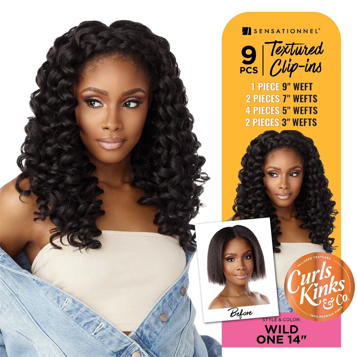 Sensationnel Curls Kinksandco Clip in-Wide One 14 Inch,4 MEDBROWN