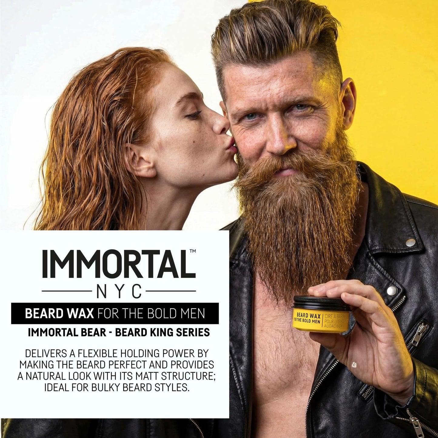 Immortal NYC Beard King Beard Wax, 1.7 oz/ 50 ml - Strong Hold - Precise Styling & Shape - Tames Stray Hairs Beauty and Personal Care Immortal NYC