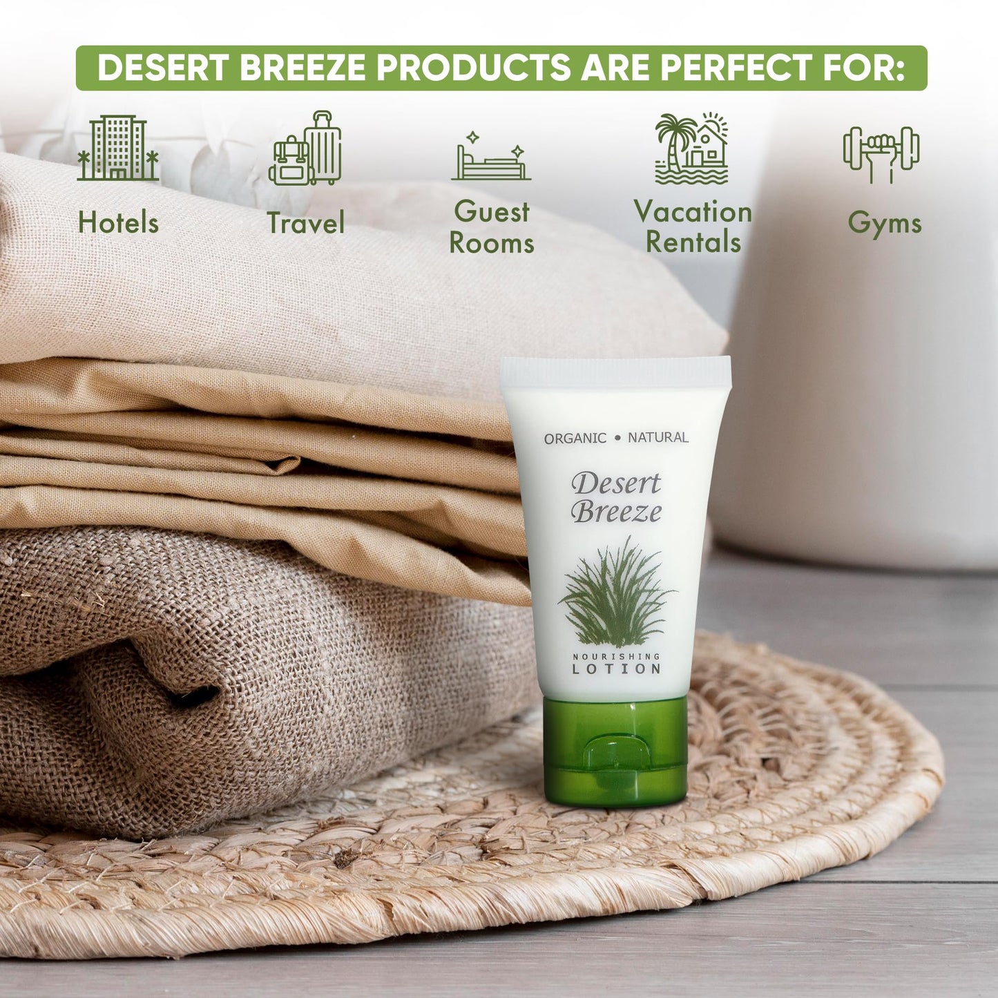 Travel Size Hotel Lotion 20 Count 1 oz Bottles Guest Amenities for Vacation Rentals and Short Term Rentals Paraben Free Green Tea & Lemongrass Scent Beauty & Personal Care Desert Breeze