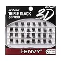 iENVY False Eyelashes Triple Black 3D Individual Trio Lashes 3X Volume Reusable Eyelash Clusters (Long) Beauty & Personal Care i•ENVY