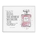Stupell Industries Beauty Begins Fashion Perfume, Design by Amanda Greenwood White Framed Wall Art, 11 x 14, Pink Beauty & Personal Care Stupell Industries