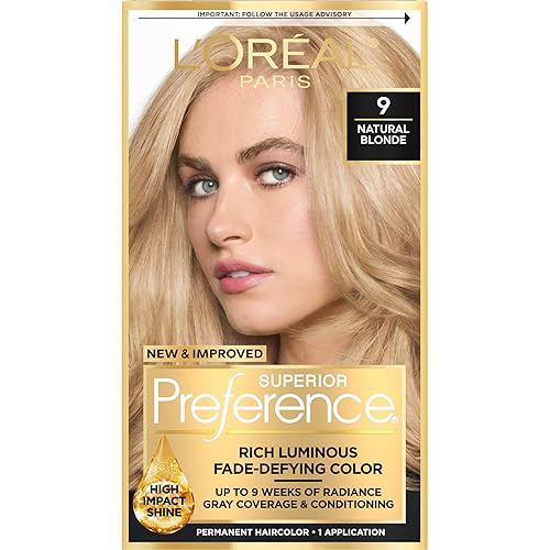 L'Oreal Paris Superior Preference Luminous Fade-Defying Permanent Hair Color, Hair Dye For Up to 9 Weeks of Radiance, Natural Blonde 9, 1 Hair Dye Kit Beauty & Personal Care L'Oreal Paris