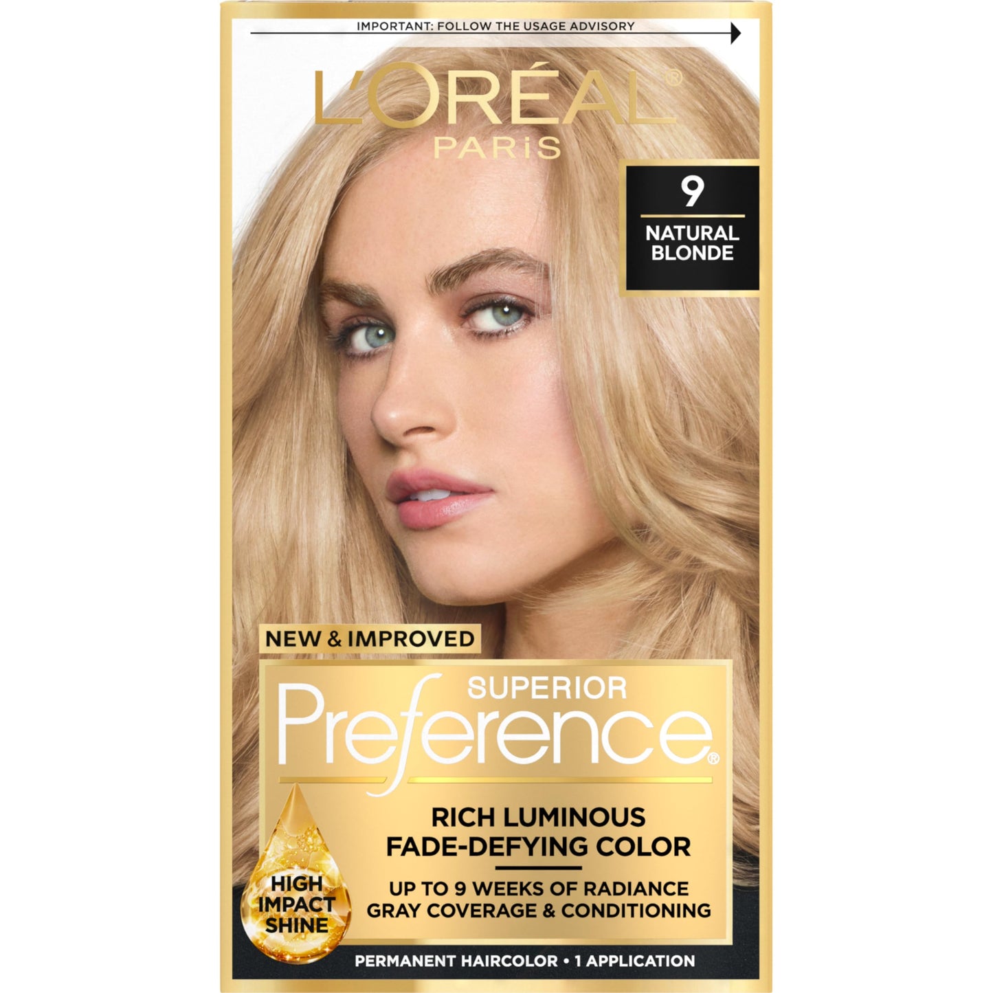 L'Oreal Paris Superior Preference Luminous Fade-Defying Permanent Hair Color, Hair Dye For Up to 9 Weeks of Radiance, Natural Blonde 9, 1 Hair Dye Kit Beauty & Personal Care L'Oreal Paris