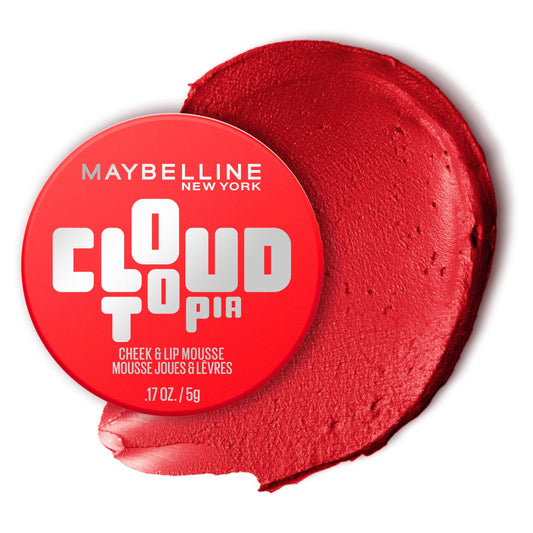 Maybelline Cloudtopia Blush for Cheeks and Lip Mousse, Ultra-Vivid, Pigmented Formula for Up to 14HR of Blush and Lip Makeup Color, Divine Crimson, 1