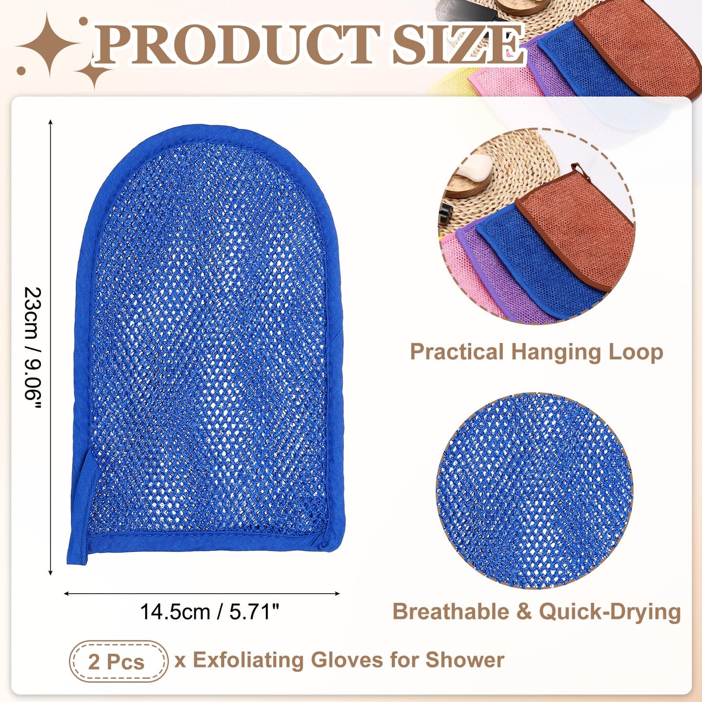 uxcell 2 Pcs African Net Sponge Exfoliating Glove, Nylon Bath Exfoliating Mitts, African Net Gloves Body Scrubber for Women Men Daily Use Skin Care Beauty and Personal Care uxcell