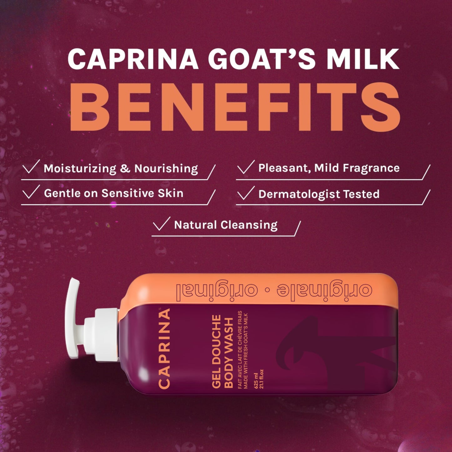 Caprina by Canus Goat Milk Body Wash, ORIGINAL, 625 ml (21.1 fl oz), Moisturizing Daily Cleanser, Rich Creamy Lather, Made in Canada Beauty & Personal Care Caprina
