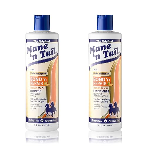Mane ’n Tail Bond ’n Repair Shampoo & Conditioner Set, Sulfate-Free Strengthening Hair Care System, Anti-Breakage & Frizz Control, Triple Bond Repair Beauty & Personal Care Mane 'n Tail