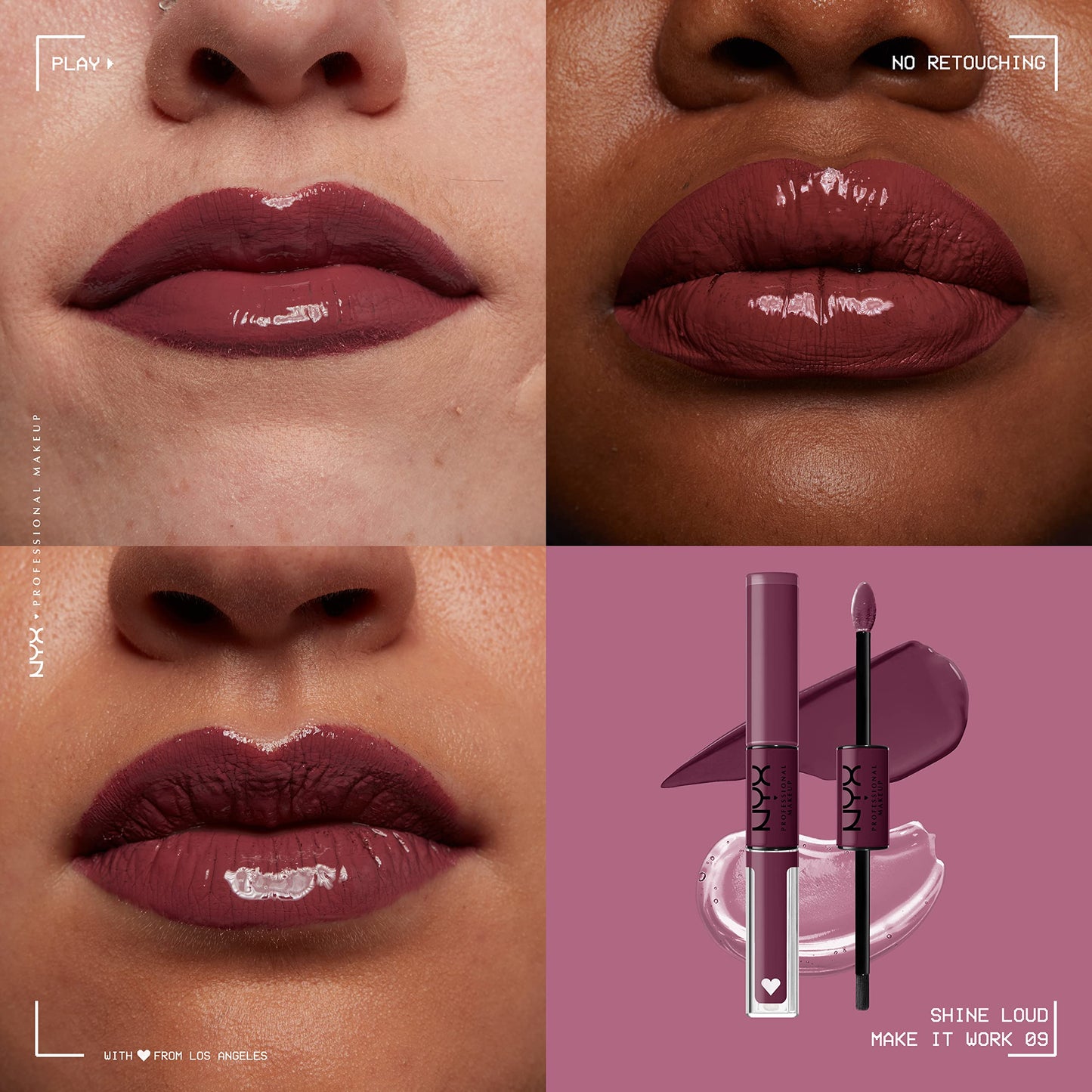 NYX Professional Makeup Shine Loud, Long-Lasting Liquid Lipstick with Clear Lip Gloss - Make It Work (Cool-Toned Plum) Beauty & Personal Care NYX PROFESSIONAL MAKEUP