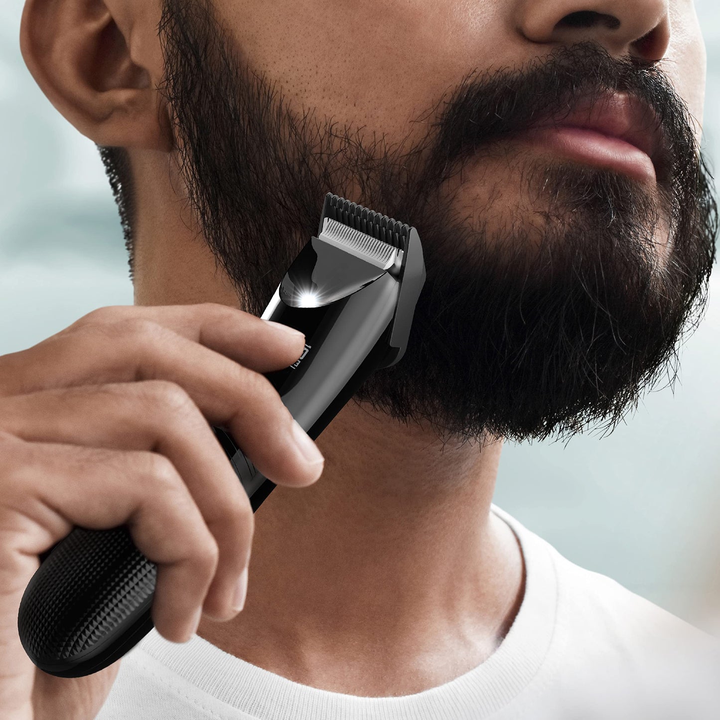 Groom Essentials Rechargeable Hair Trimmer, Body-Hair Shaver with Ceramic Blades, Adjustable 3-Setting Trimming Guide, 90-Minute Battery, Includes Beauty and Personal Care CHARGEWORX