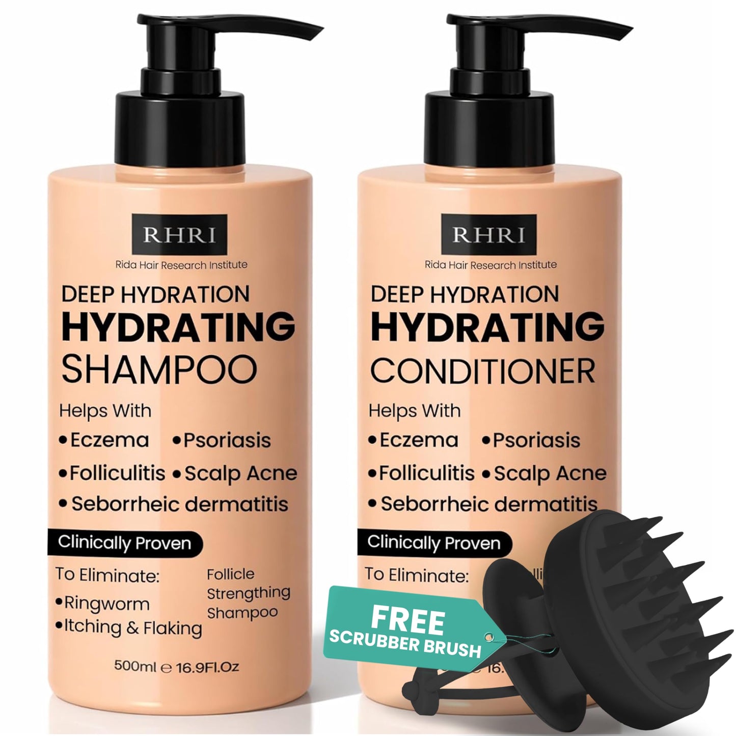 34 OZ Hydrating Shampoo & Conditioner Set for Dry, Damaged, Oily & Fine Hair | Strengthens Roots for Thicker, Stronger Hair, Nourishes Scalp, Reduces Beauty & Personal Care Rida Hair Research Institute