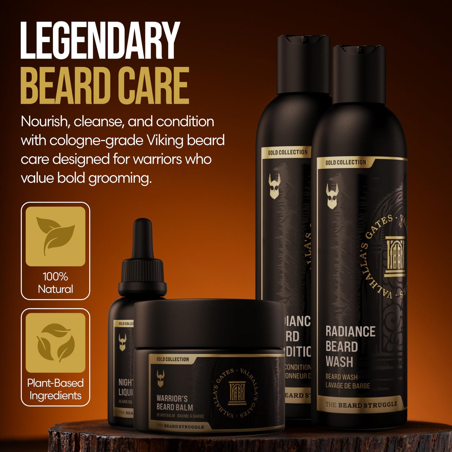 The Beard Struggle Men’s Beard Growth Kit - Includes Balm, Oil, Wash & Conditioner - Gold Collection, Valhalla’s Gates Beauty and Personal Care The Beard Struggle