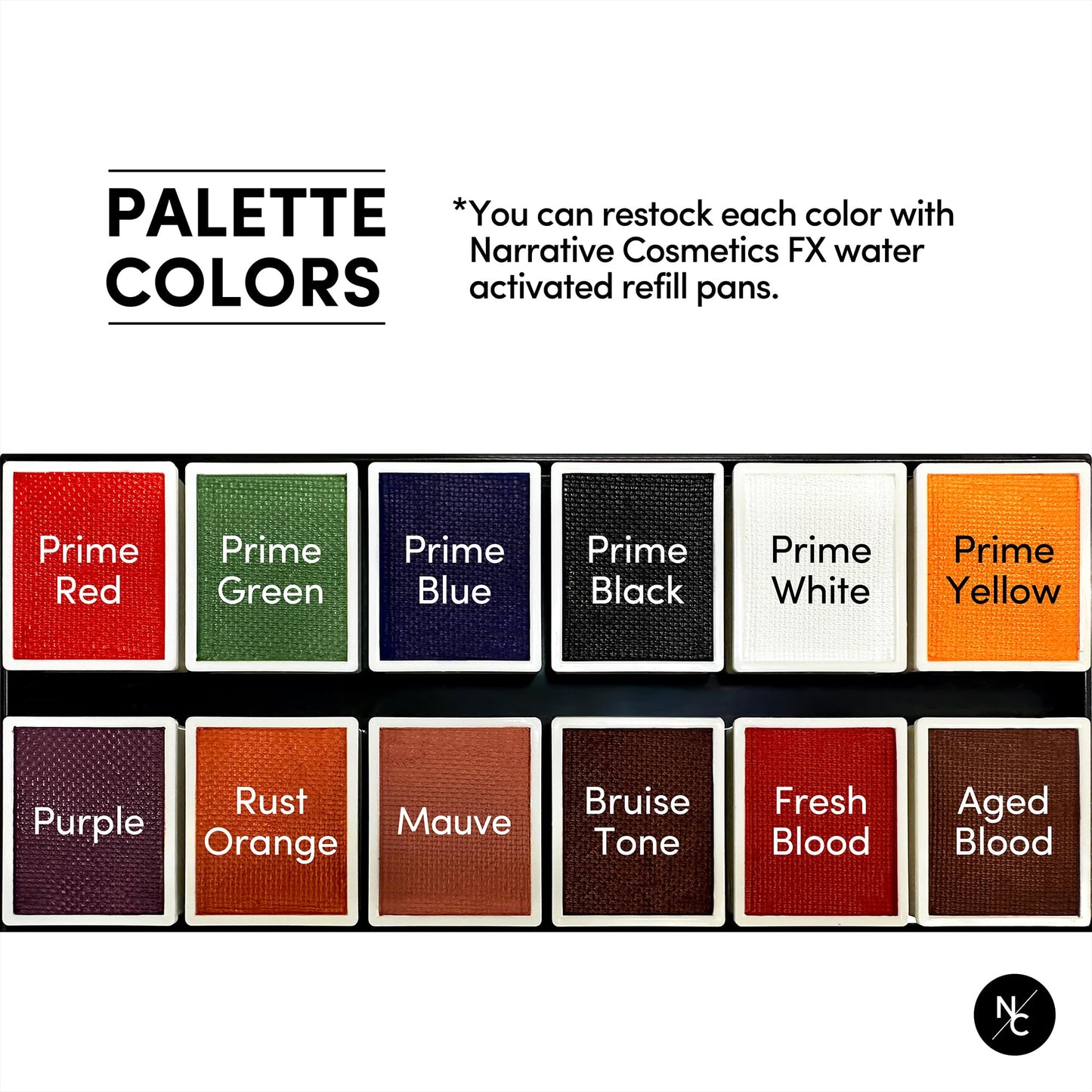 Narrative Cosmetics FX 12-Color Palette - Water-Activated Face & Body Paint for SFX, Theater, Cosplay - High-Pigment, Blendable SFX Makeup Beauty & Personal Care Narrative Cosmetics