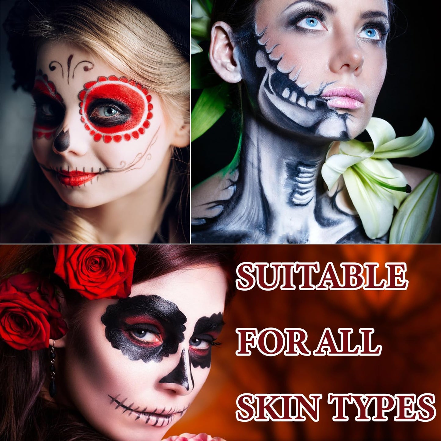 WENJLYJ Clown Black White Red Face Body Paint Makeup,Waterproof Halloween Face Paint Professional Joker Black White Red Clown Wheel for Cosplay Halloween Beauty & Personal Care WENJLYJ