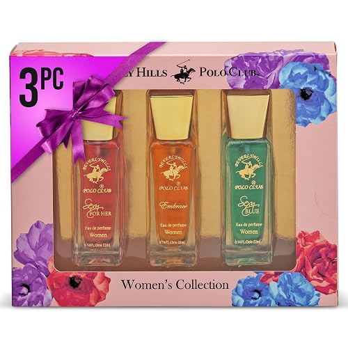 Beverly Hills Polo Club Women's 3-Piece Mini Perfume Set | .74oz EDP Fragrance Collection for Her | Long-Lasting Travel Size Gift (Sexy Blue, Embrace Beauty & Personal Care Beverly Hills Polo Club