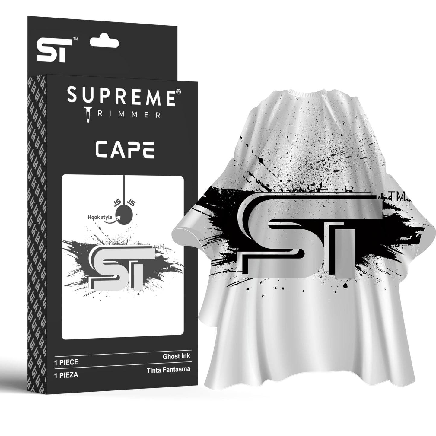 Supreme Trimmer Premium Barber Cape | Professional Hair Stylist Waterproof, Hook Closure Cape; Salon, Barber, or Home Use | Ghost Ink Beauty & Personal Care Supreme Trimmer