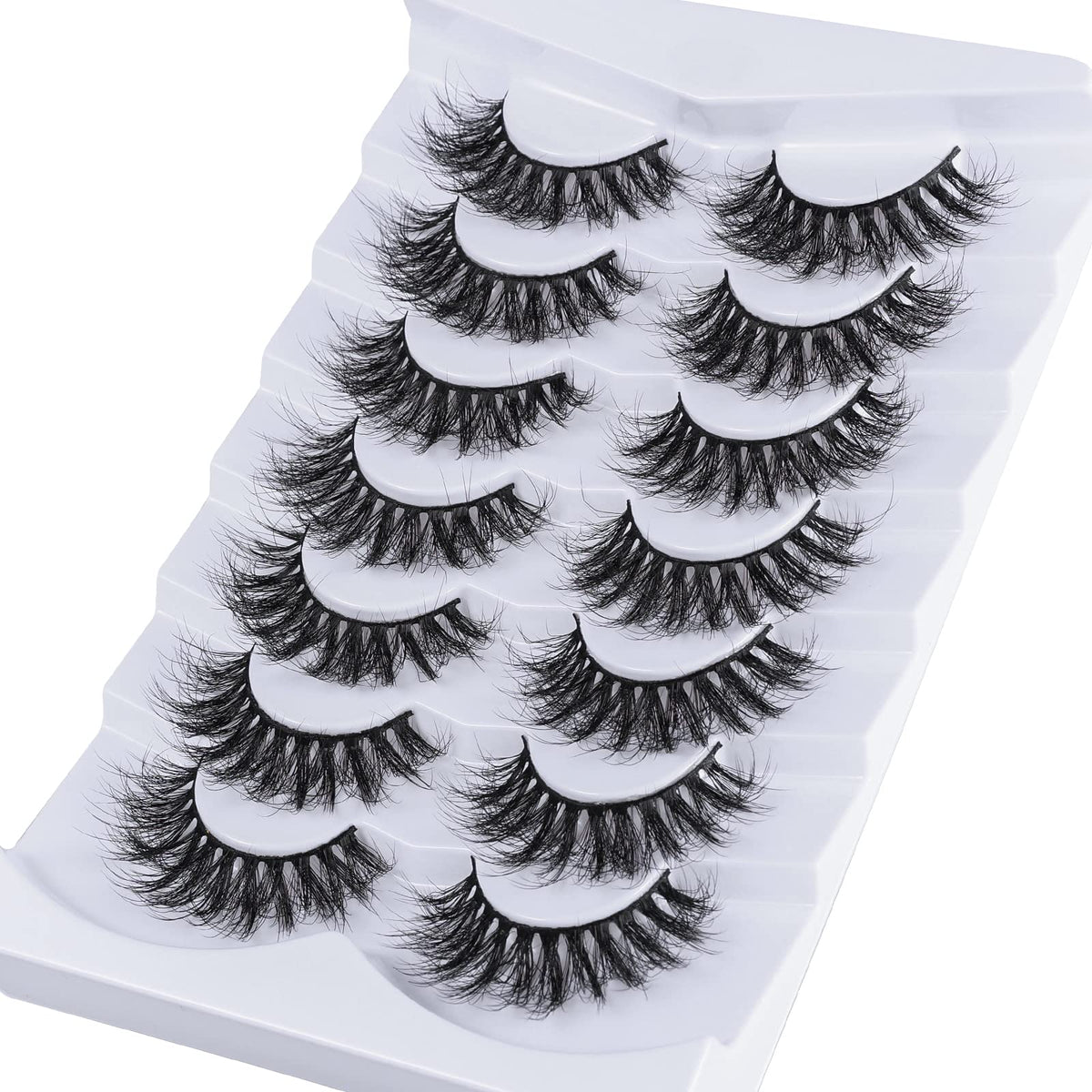 Mebver False Lashes Fake Eyelashes Cat Eye Lashes Faux Mink Lashes Natural Look 8D Fluffy Wispy Lashes That Look Like Extensions Pestañas Postizas D Beauty & Personal Care Mebver
