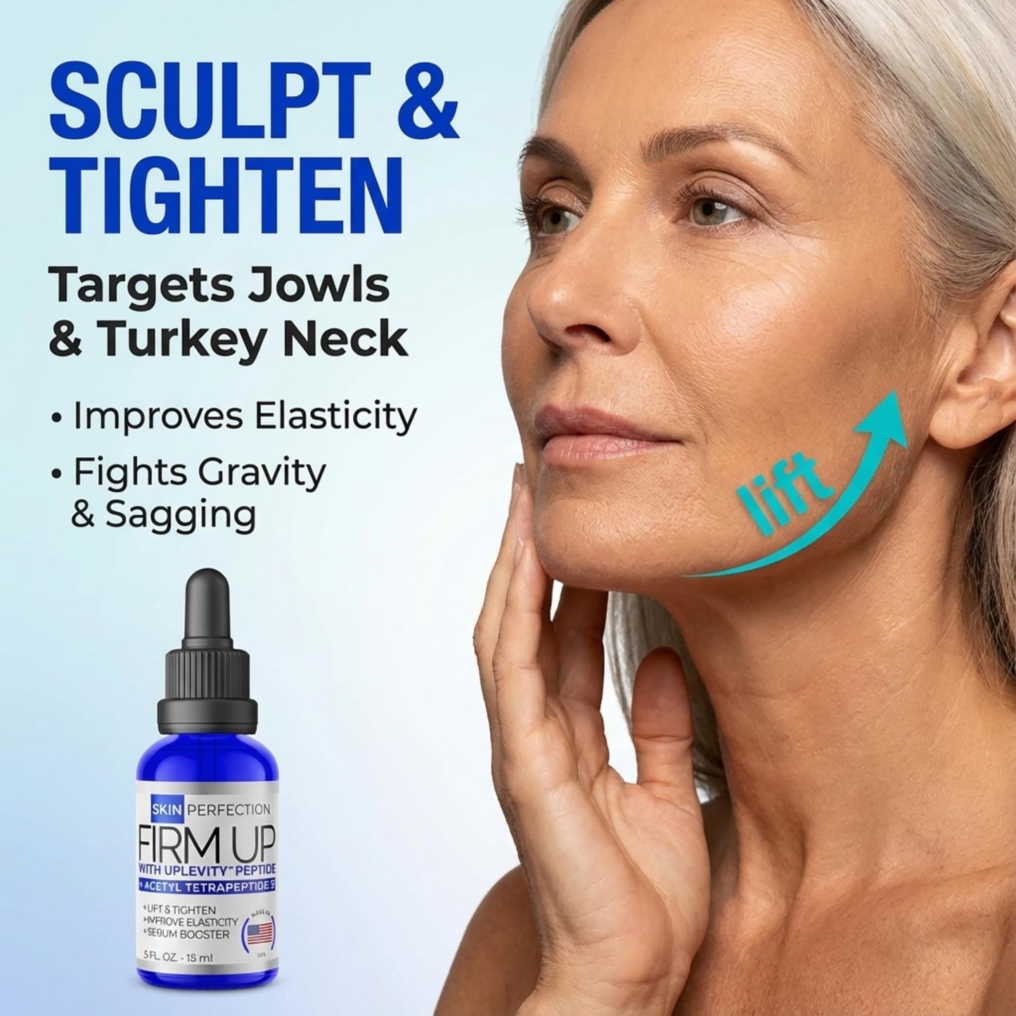 Skin Perfection Uplevity Anti-aging Tightening Peptide Serum Booster Firming Peptide Increase Elasticity Add To Any Moisturizer for Added Beauty & Personal Care Skin Perfection
