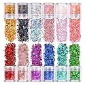 12 Jars Glitter for Body Face Hair Eye Party Beauty Makeup Temporary Tattoos 12 Colors Eyeshadow Nail Art Pigment Glitter (12) Beauty & Personal Care Khakho