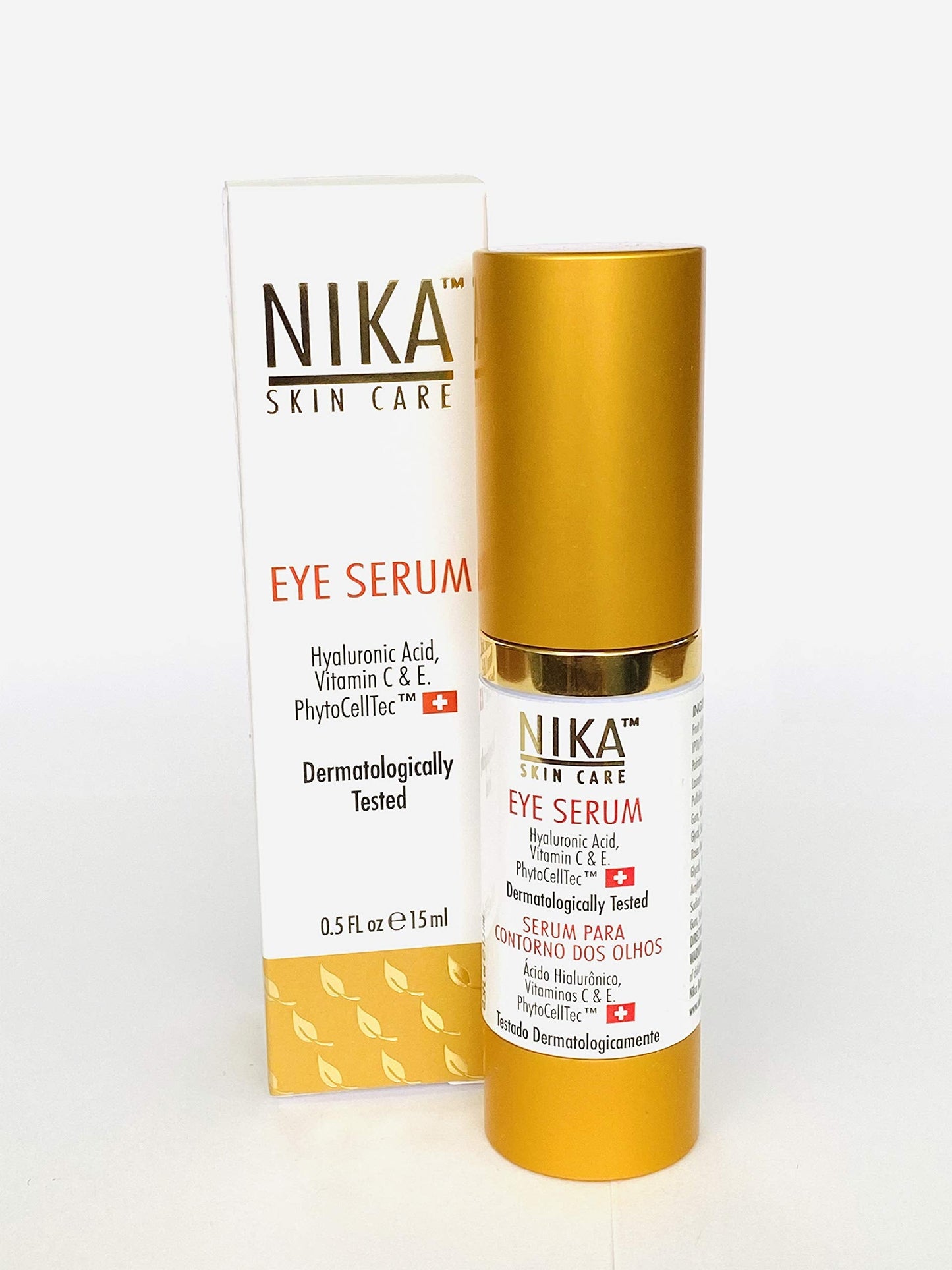 NIKA SKIN CARE Eye Serum - Day & Night Under-Eye Treatment with PhytoCellTec Swiss Apple Stem Cells | Vitamin C, E, Hyaluronic Acid & Caffeine | Beauty & Personal Care NIKA