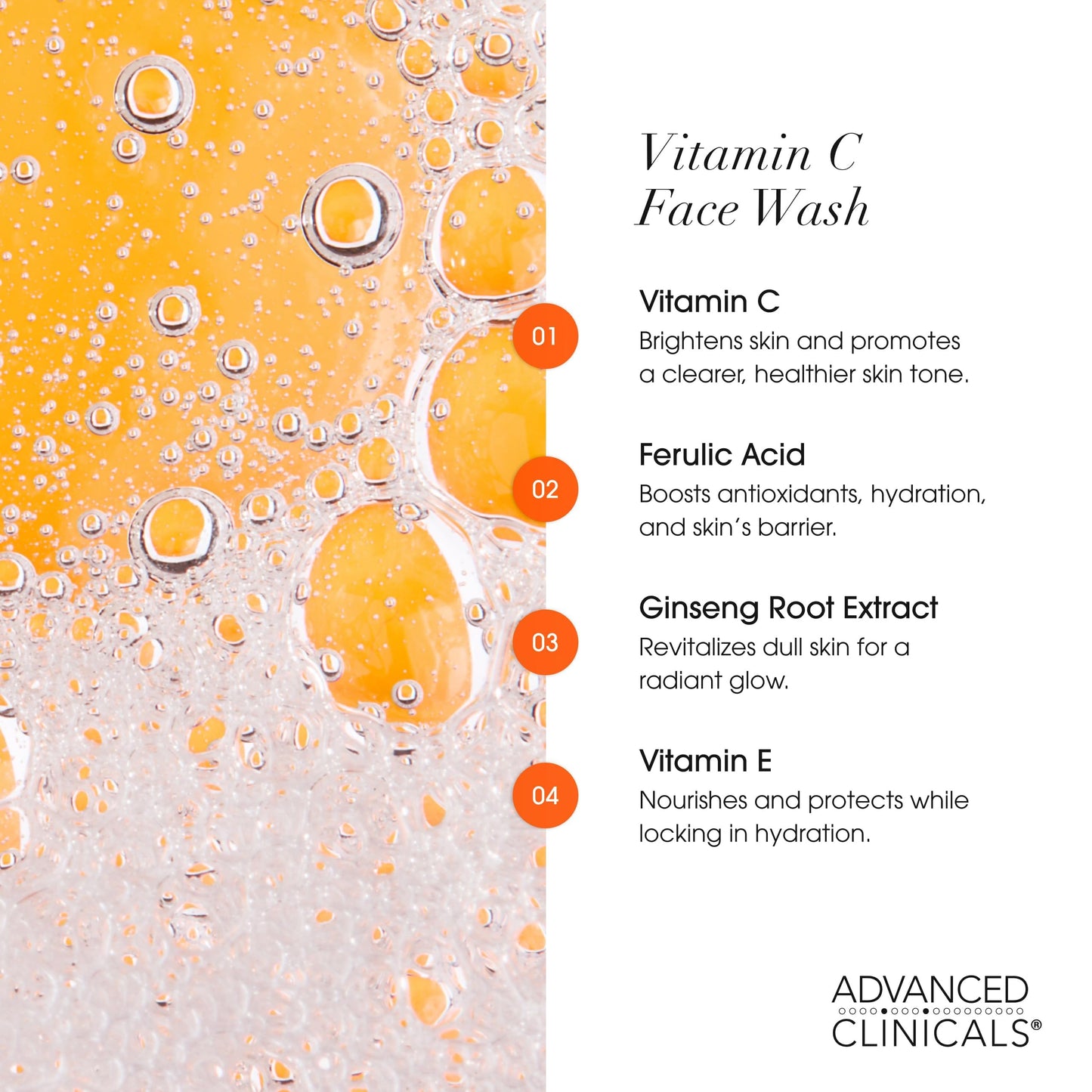 Advanced Clinicals Gentle Vitamin C Face Wash For Women & Men | Citrus Scented Gel Facial Cleanser Soap | Aloe Vera + Ferulic Acid Hydrating Foaming Beauty & Personal Care Advanced Clinicals