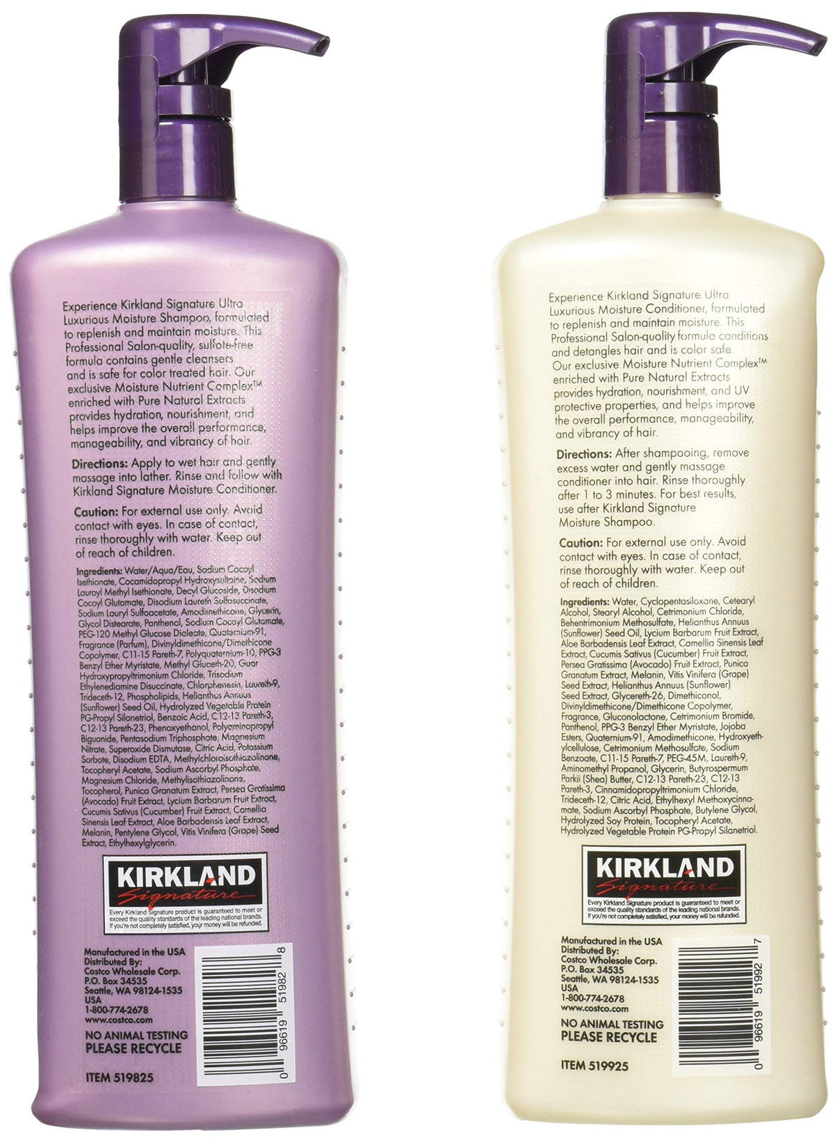 Salon Formula Moisture Shampoo 33.8 Oz & Conditioner 33.8 Oz Beauty & Personal Care KIRKLAND