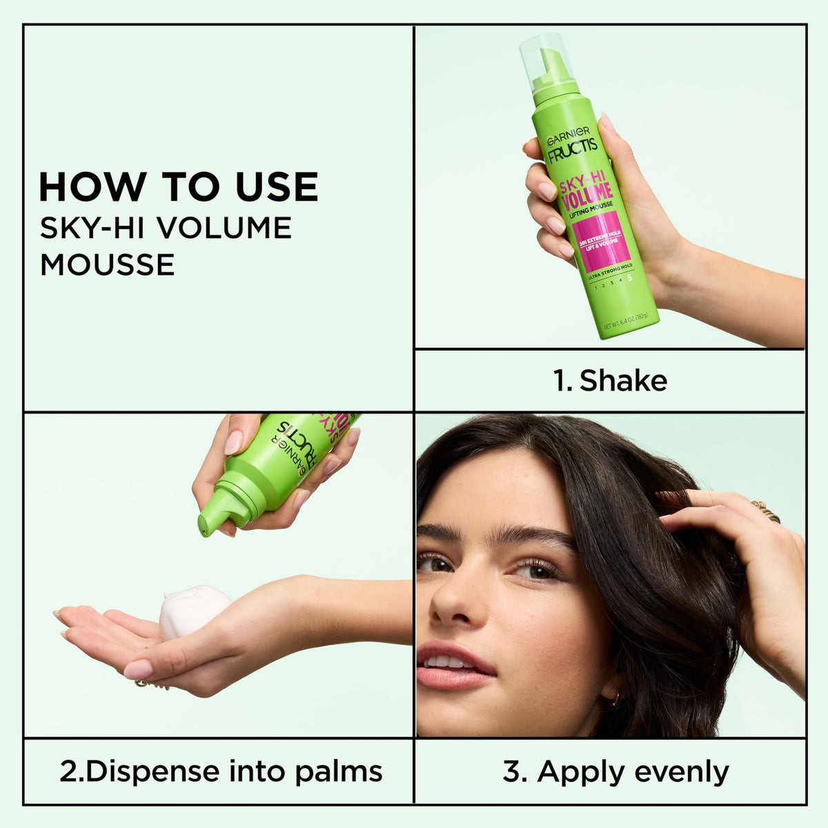 Garnier Fructis Style Sky-Hi Volume Mousse, Extreme Hold, 6.4 Oz, 3 Count (Packaging May Vary)